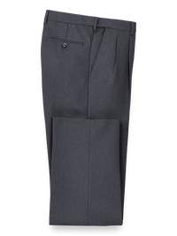 Microfiber Herringbone Pleated Pants - Grey