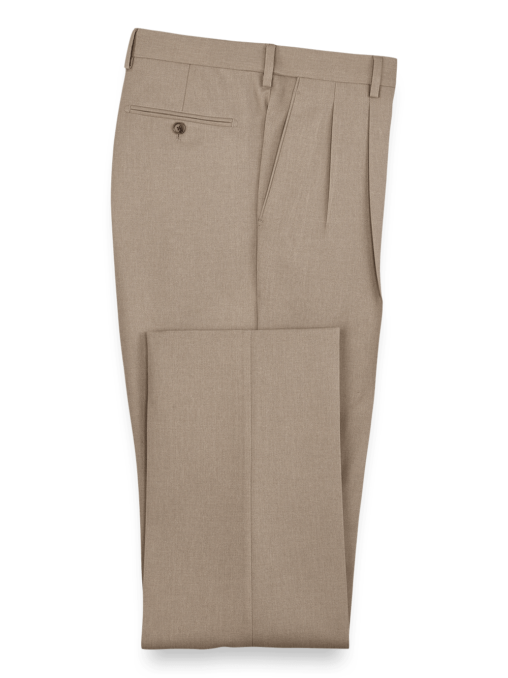 Product Image of Microfiber Herringbone Pleated Pants-Tan