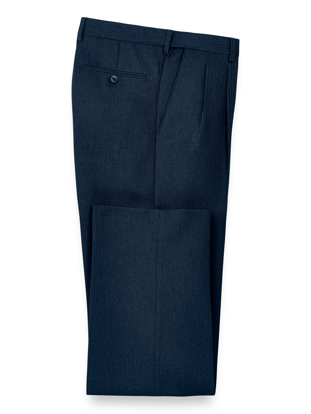 Product Image of Microfiber Herringbone Pleated Pants-Navy