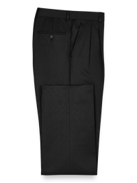 Solid Microfiber Pleated Pants - Black