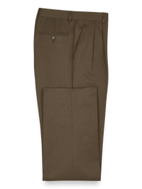 Solid Microfiber Pleated Pants - Cocoa