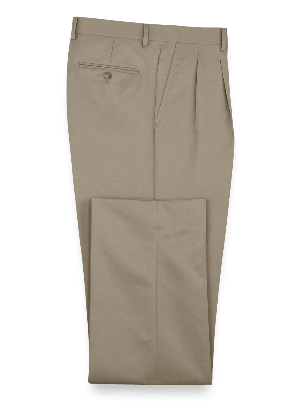 Product Image of Solid Microfiber Pleated Pants-Tan
