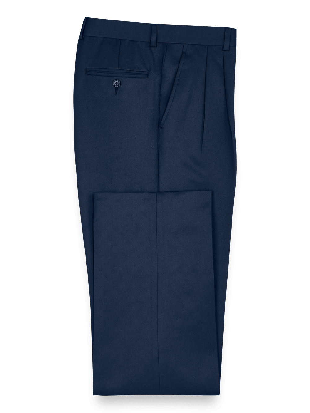 Product Image of Solid Microfiber Pleated Pants-Navy