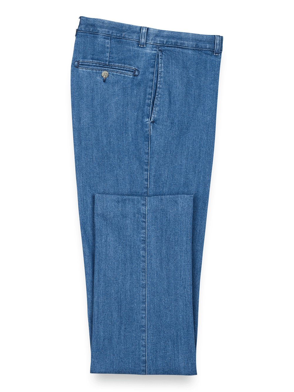 Product Image of Flat Front Denim Pants-Medium Blue#model_flat front
