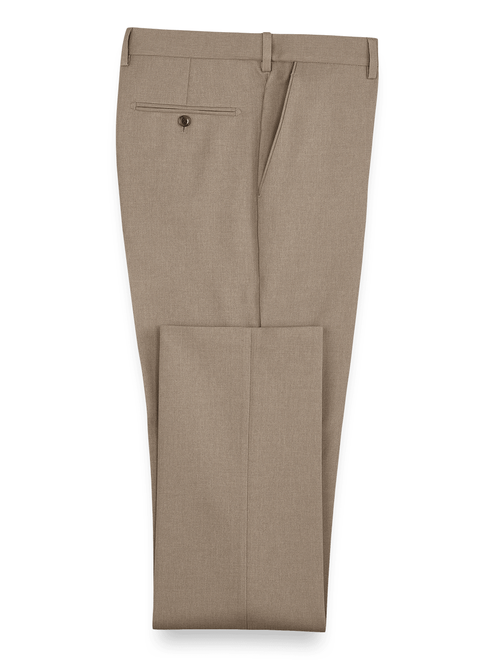 Product Image of Microfiber Herringbone Flat Front Pants-Tan#model_flat front