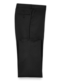 Solid Microfiber Flat Front Pants - Black