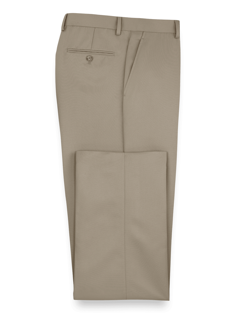 Product Image of Solid Microfiber Flat Front Pants-Tan#model_flat front