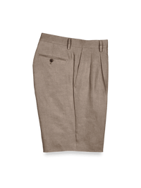 Linen Pleated Shorts - Khaki