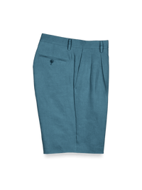 Linen Pleated Shorts - Teal