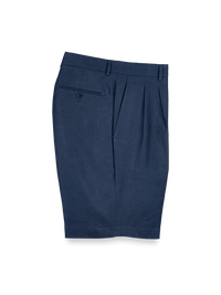 Linen Pleated Shorts - Navy