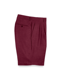 Linen Pleated Shorts - Burgundy