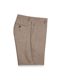 Linen Flat Front Shorts - Khaki