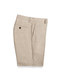 Linen Flat Front Shorts - Natural