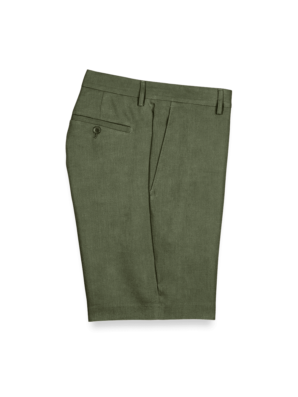 Product Image of Linen Flat Front Shorts-Olive#model_flat front