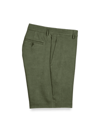 Linen Flat Front Shorts - Olive
