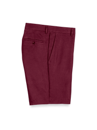 Linen Flat Front Shorts - Burgundy