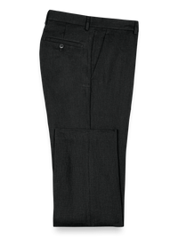 Linen Flat Front Pants - Black