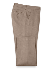 Linen Flat Front Pants - Khaki