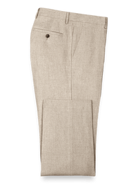 Linen Flat Front Pants - Natural