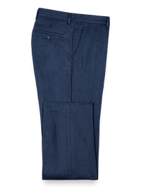 Linen Flat Front Pants - Navy
