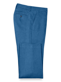 Linen Flat Front Pants - Indigo