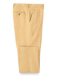 Linen Flat Front Pants - Maze