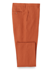 Linen Flat Front Pants - Terracotta