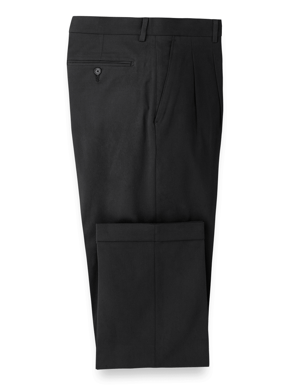 Product Image of Classic Fit Cotton Stretch Twill Pleated Pants-Black#model_pleated front