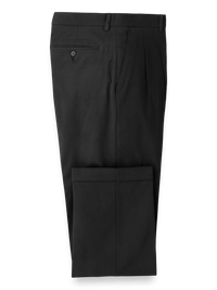 Classic Fit Cotton Stretch Twill Pleated Pants - Black