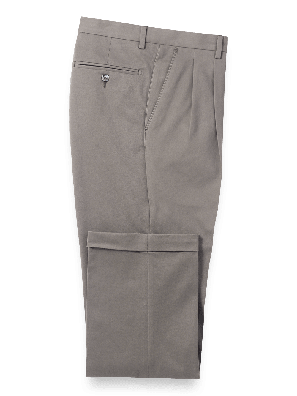 Product Image of Classic Fit Cotton Stretch Twill Pleated Pants-Grey#model_pleated front
