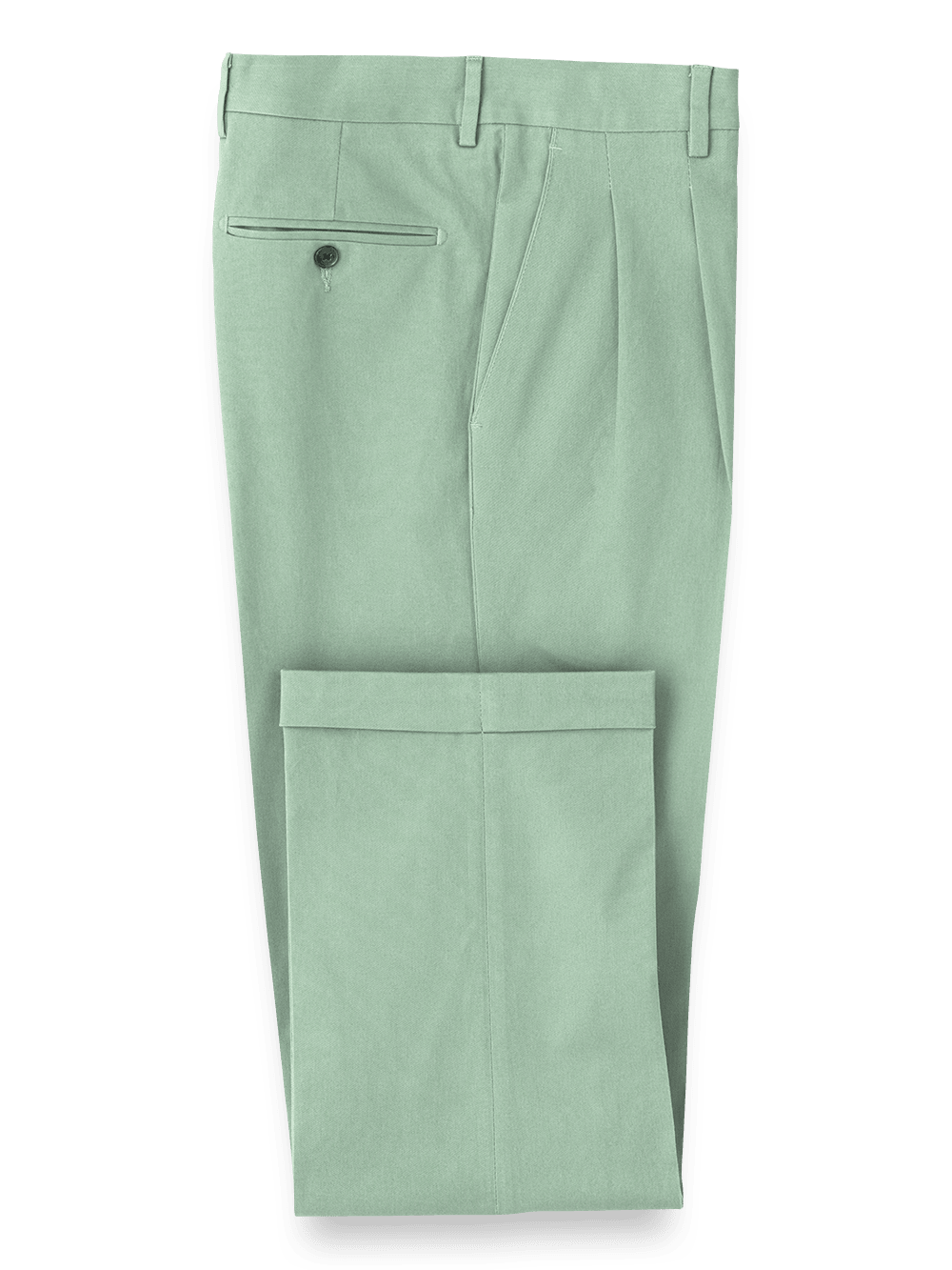 Product Image of Classic Fit Cotton Stretch Twill Pleated Pants-Moss#model_pleated front