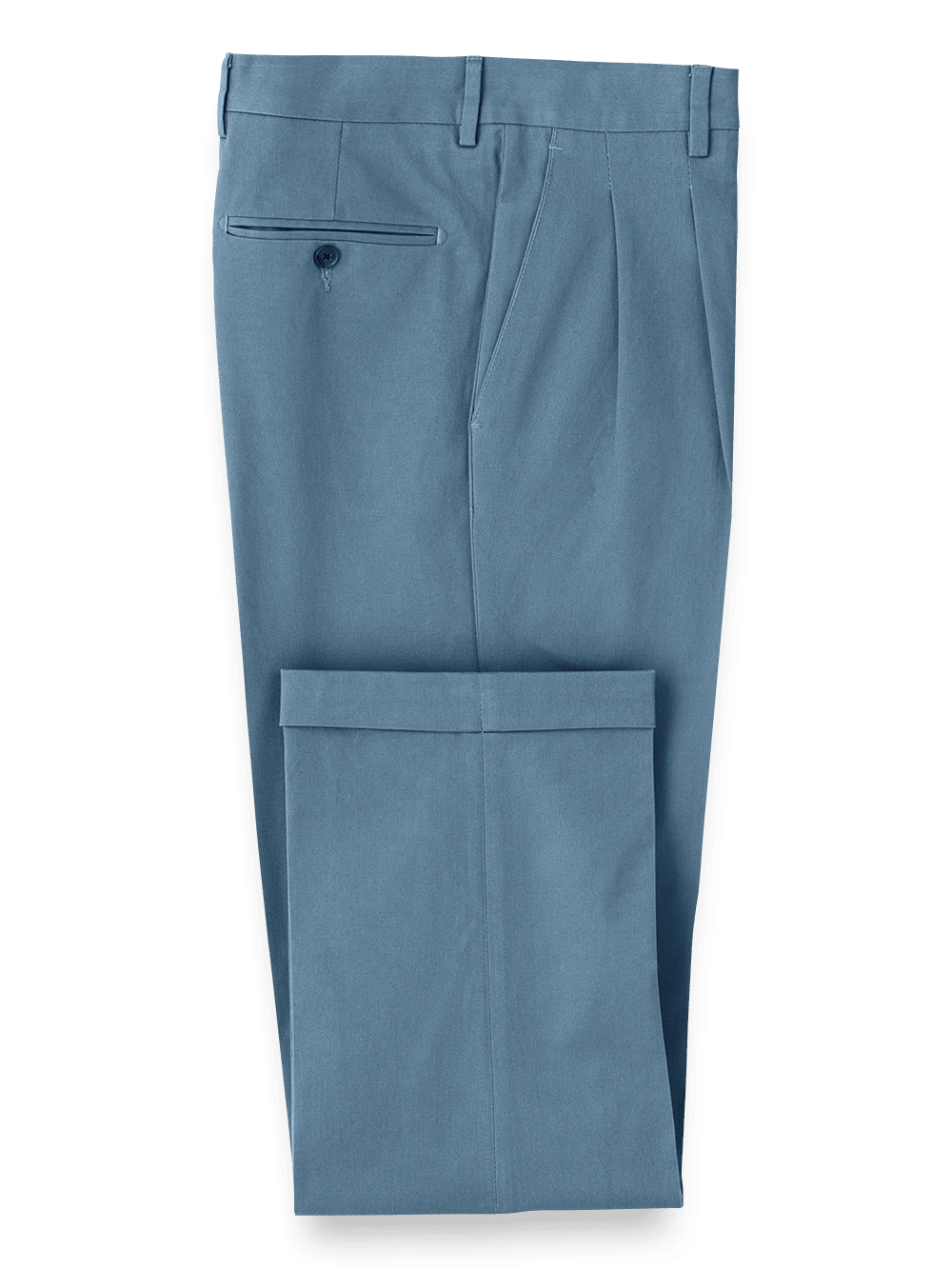 Product Image of Classic Fit Cotton Stretch Twill Pleated Pants-Blue#model_pleated front