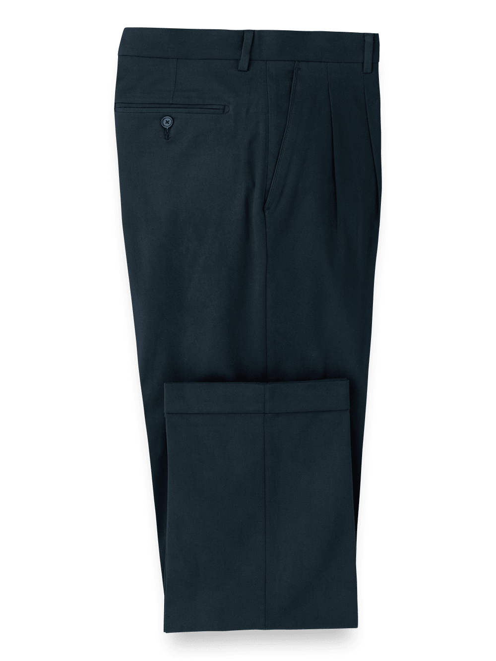 Product Image of Classic Fit Cotton Stretch Twill Pleated Pants-Ink#model_pleated front