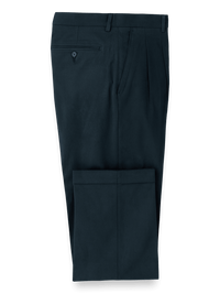 Classic Fit Cotton Stretch Twill Pleated Pants - Ink