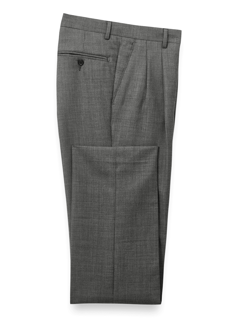 Product Image of Wool Sharkskin Pleated Pants-Charcoal#model_pleated front