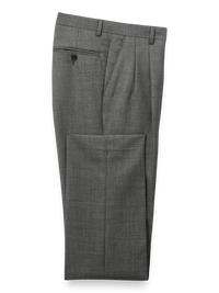 Wool Sharkskin Pleated Pants - Charcoal