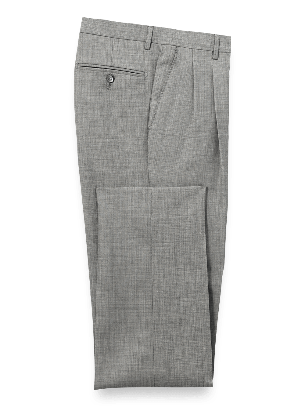 Product Image of Wool Sharkskin Pleated Pants-Grey#model_pleated front