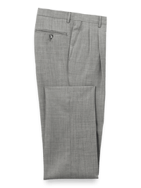 Wool Sharkskin Pleated Pants - Grey