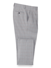 Microfiber Houndstooth Pleated Pants - Black/white Houndstooth