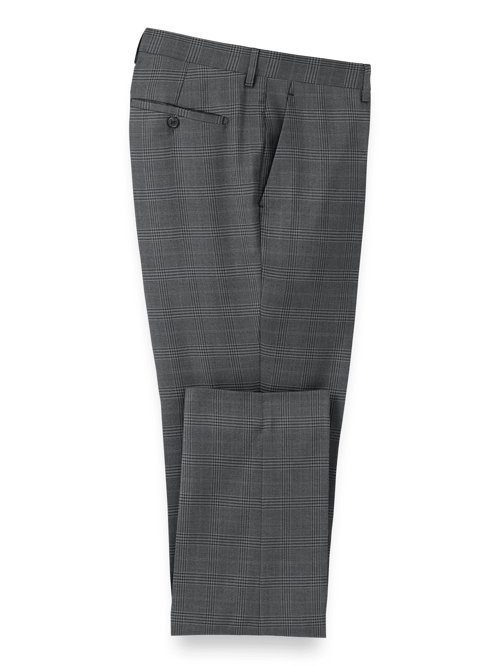 Product Image of Microfiber Plaid Flat Front Pants-1#model_flat front