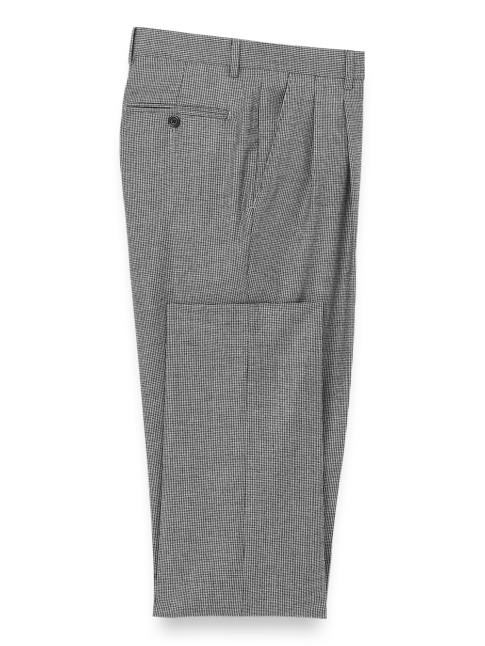 Product Image of Wool Flannel Houndstooth Pleated Pants-Black#model_pleated front