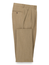 Wool Flannel Pleated Pants - Camel