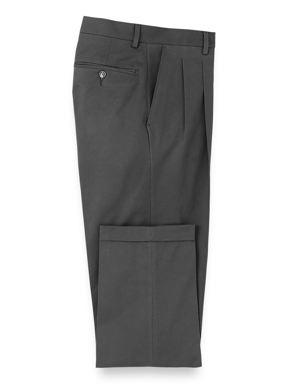 Product Image of Cotton Stretch Twill Pleated Pants-Charcoal#model_pleated front