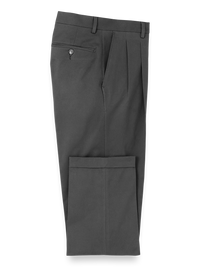 Cotton Stretch Twill Pleated Pants - Charcoal