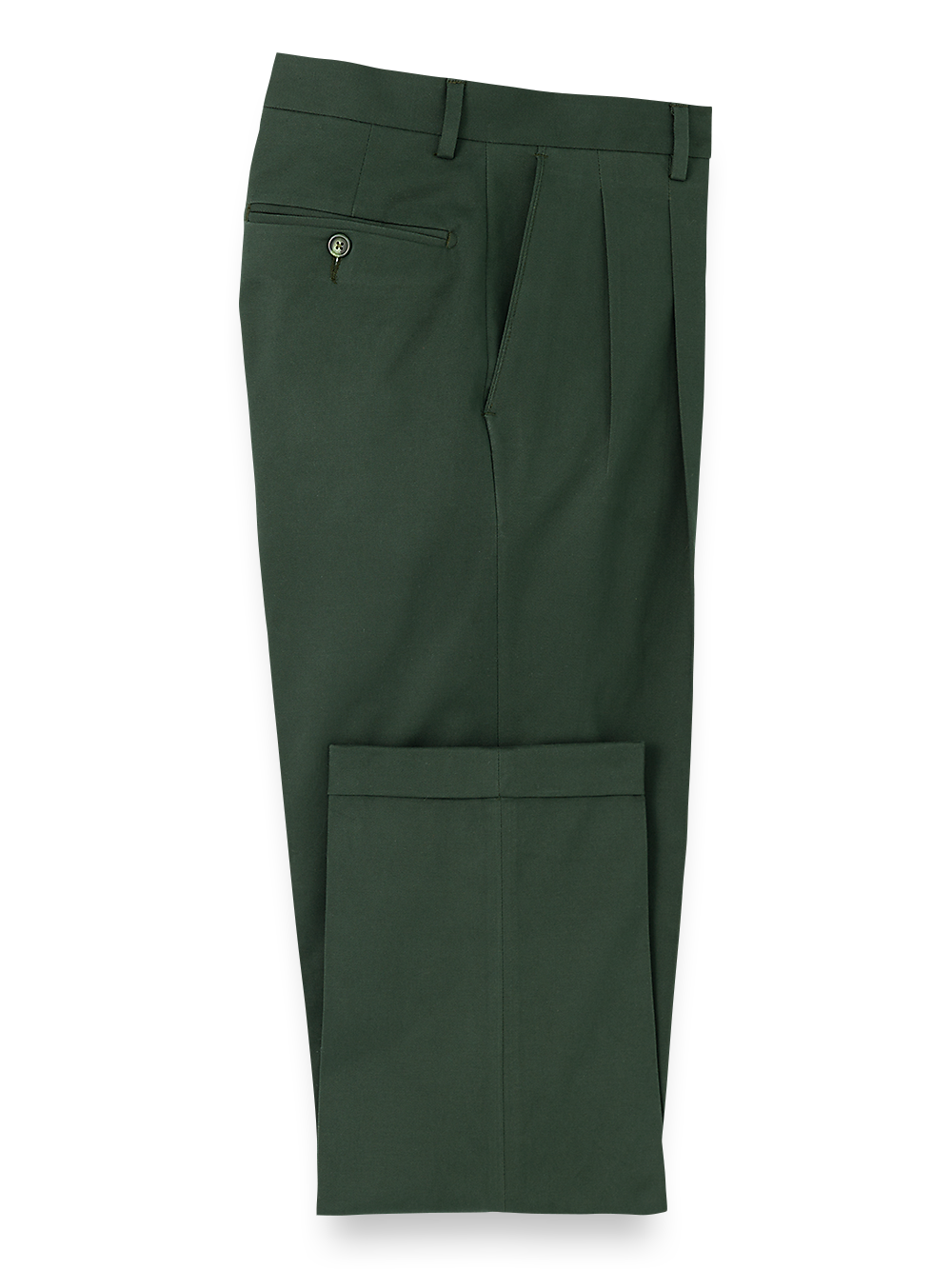 Product Image of Cotton Stretch Twill Pleated Pants-Dark Green#model_pleated front