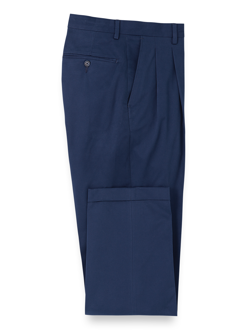 Product Image of Cotton Stretch Twill Pleated Pants-Bright Navy#model_pleated front