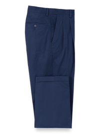 Cotton Stretch Twill Pleated Pants - Bright Navy