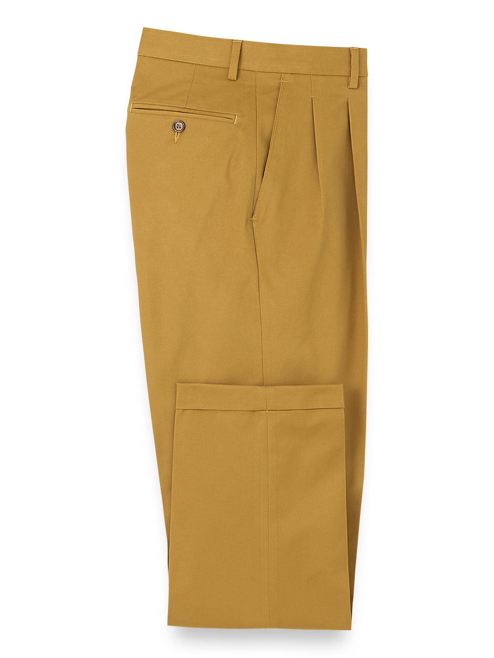 Product Image of Cotton Stretch Twill Pleated Pants-Dark Gold#model_pleated front