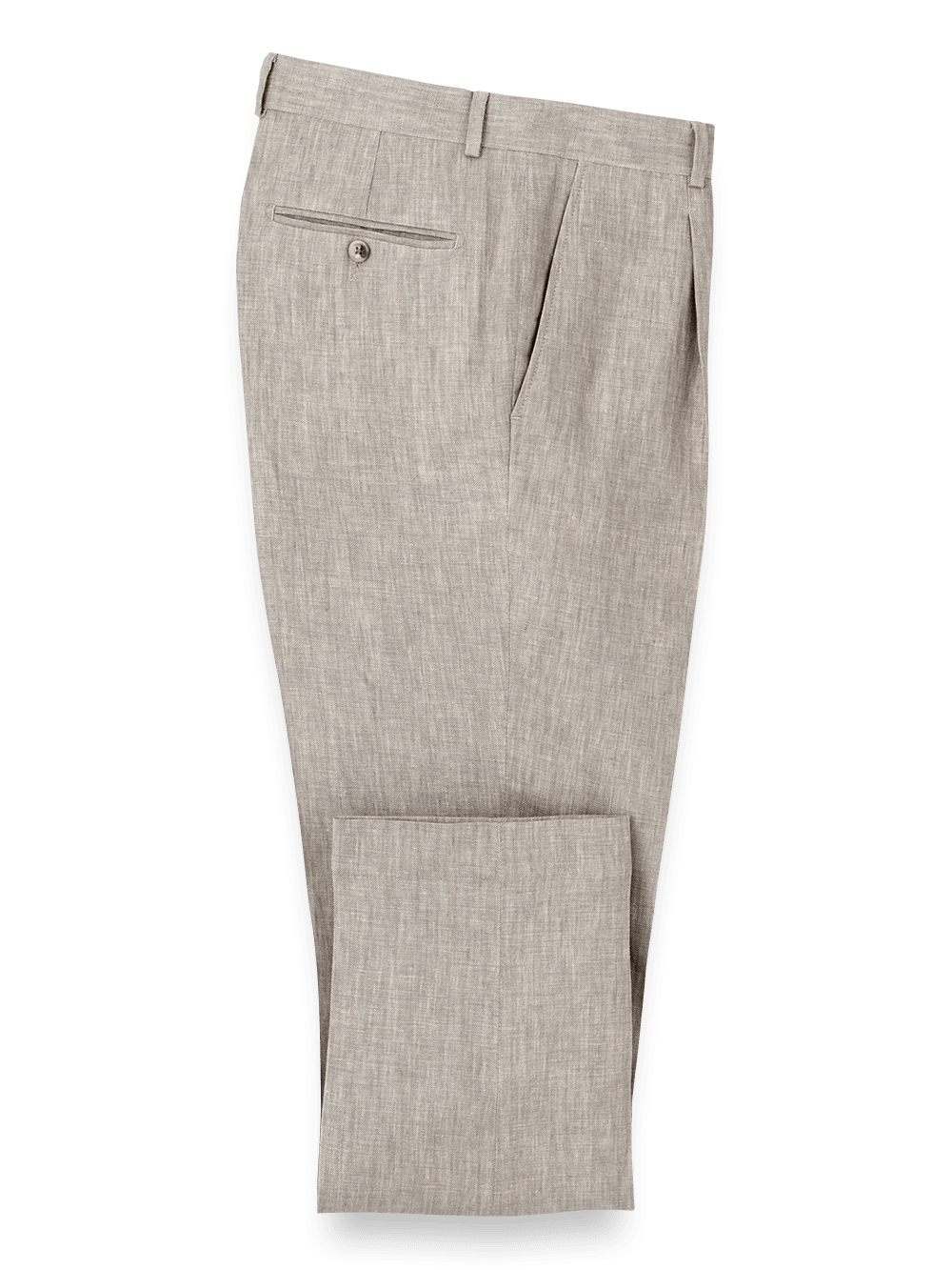 Product Image of Linen Chambray Twill Single Pleat Pants-Khaki
