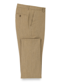 Wool Flannel Flat Front Pants - Camel